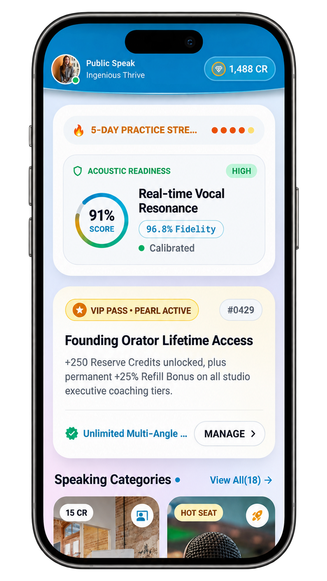 Public Speak Mobile App UI